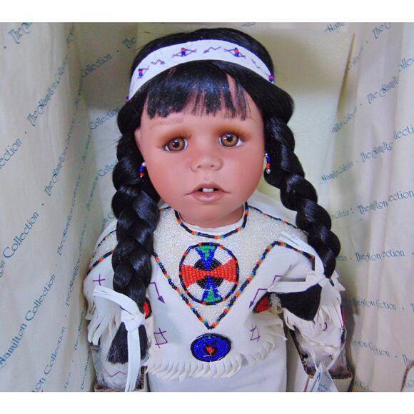 NEW Native American Cheyenne Indian SEWANKA 18" DOLL Leather Bead Dress Hamilton - Picture 2 of 10